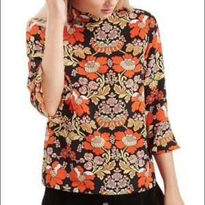 Topshop mock neck floral top